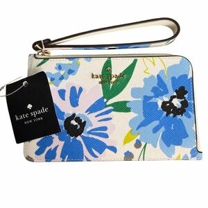 Kate Spade Lucy Small L-Zip Wristlet Festival Floral Cream Multi Card Holder